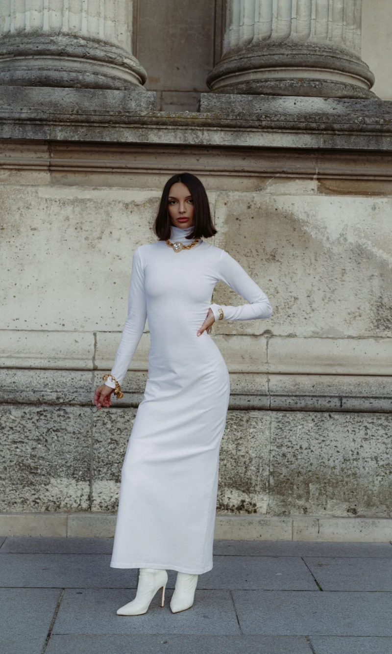 Jersey Dress Floor Length Silhouette White