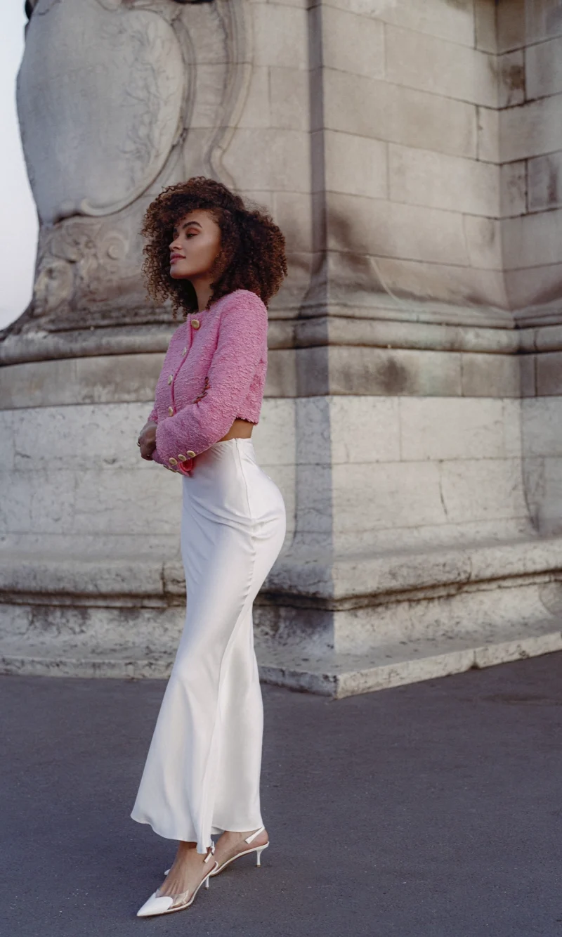Silk Maxi Skirt White