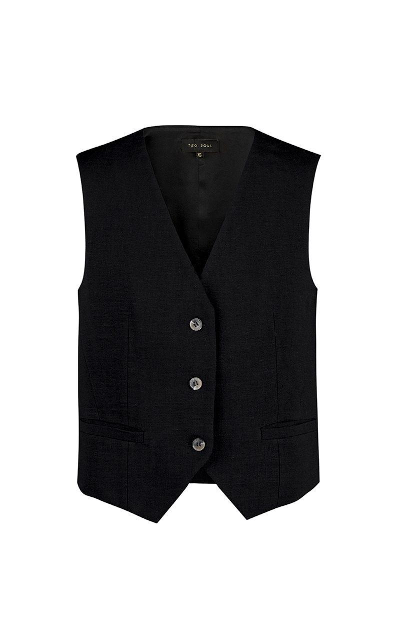 Linen Vest Black