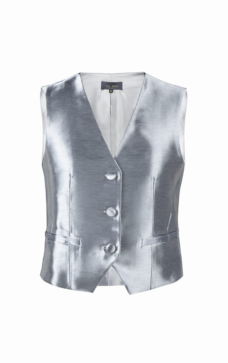 Metallic Vest Silver