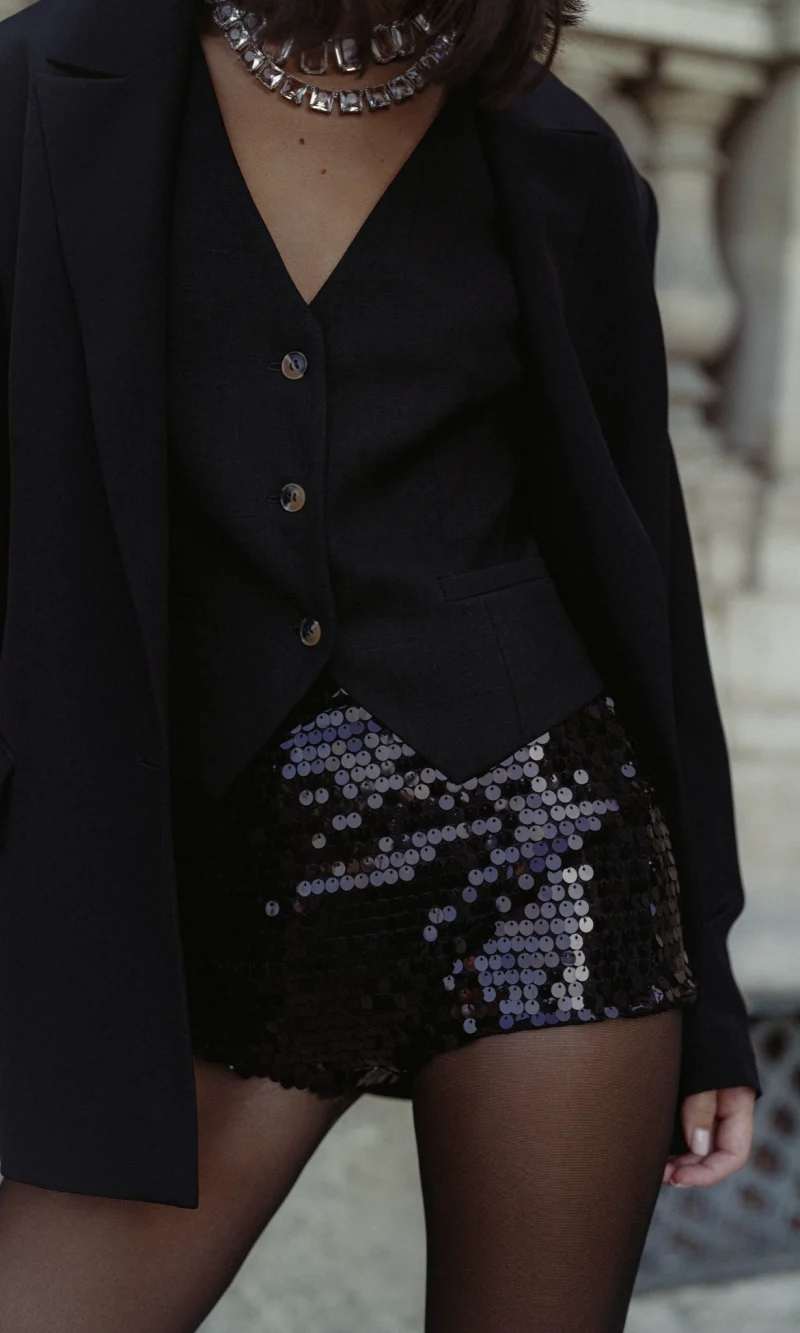 Black Sequin Shorts