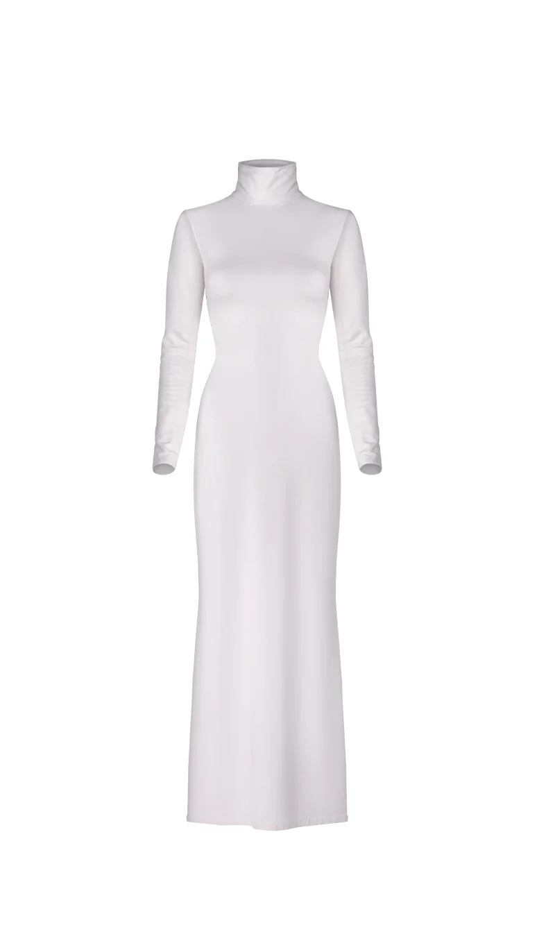 Jersey Dress Floor Length Silhouette White